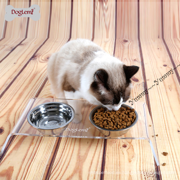 Alimentador de alimento para cachorros de perro pequeño de recipiente para gato de perro mascota de acero inoxidable